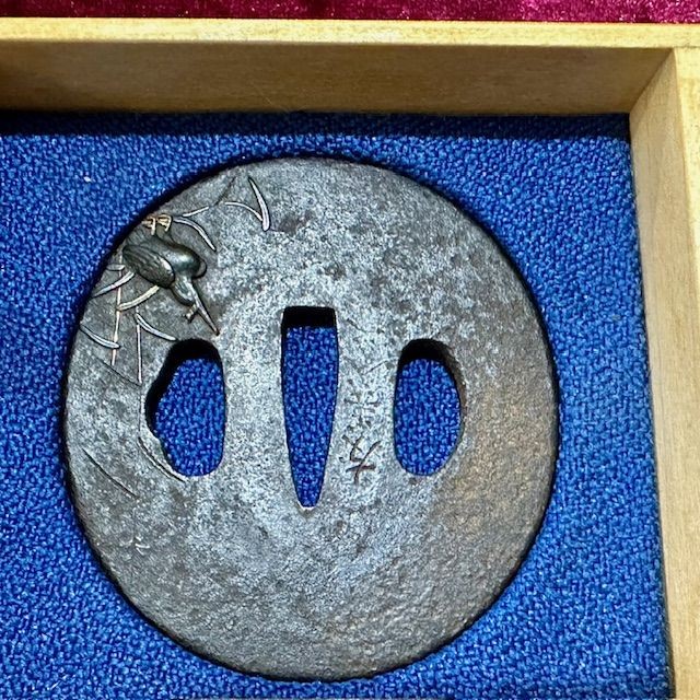 b2ap3_large_18th-Century-Wakizashi-Tsuba-Set-2 ***NOW SOLD***c1800 Wakizashi Sized Fuchi/ Kashira and Tsuba Set (Boxed). - Armoury Antiques | Marlborough Antiques