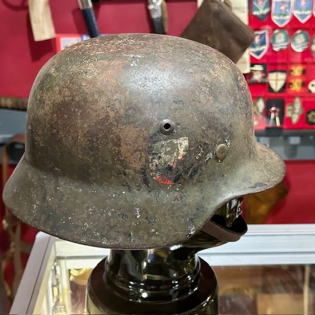 b2ap3_large_IM35-WW2-German-Helmet-4 ***NOW SOLD***WW2 M35 German Army Infantry Helmet Double Decal Maker Marked and Original Liner. - Armoury Antiques | Marlborough Antiques