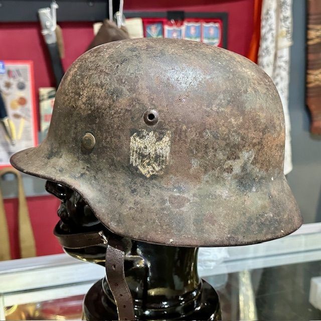 b2ap3_large_M35-WW2-German-Helmet-2 ***NOW SOLD***WW2 M35 German Army Infantry Helmet Double Decal Maker Marked and Original Liner. - Armoury Antiques | Marlborough Antiques