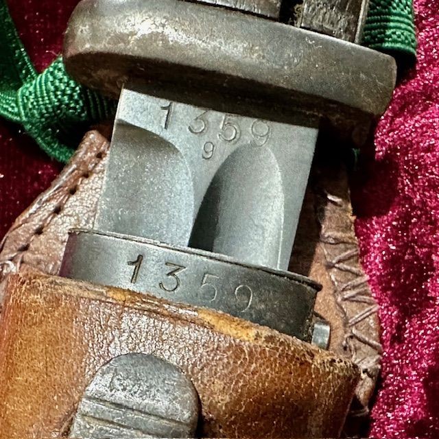 b2ap3_large_WW2-German-K98-Bayonet-2 ***New In***Rare WW2 German K98 Bayonet (Matching Numbers) and 3rd Battalion, 13th Company Infantry Frog and Dress Knot. Maker coded to ricasso for S/155K for the maker Horster. The 'K' code is a rare marking for the year 1934.&nbsp; - Armoury Antiques | Marlborough Antiques