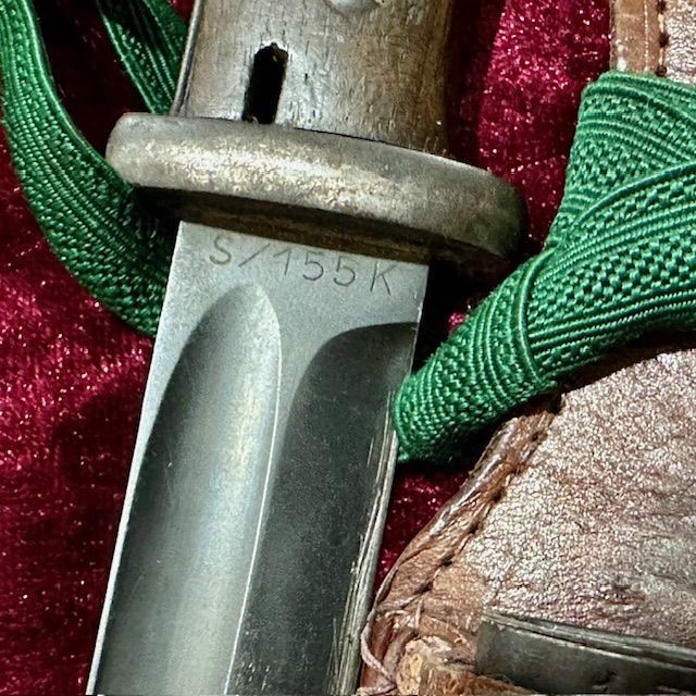 b2ap3_large_WW2-German-K98-Bayonet-3 ***New In***Rare WW2 German K98 Bayonet (Matching Numbers) and 3rd Battalion, 13th Company Infantry Frog and Dress Knot. Maker coded to ricasso for S/155K for the maker Horster. The 'K' code is a rare marking for the year 1934.&nbsp; - Armoury Antiques | Marlborough Antiques