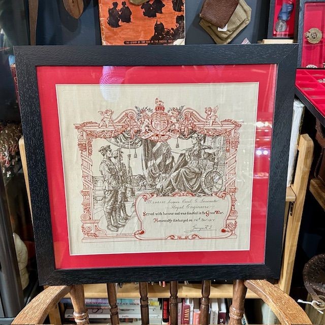 b2ap3_large_WW1-Discahrge-Certificate-1 ***New In***A Rare WW1 Framed British Military Discharge Certificate. - Armoury Antiques | Marlborough Antiques