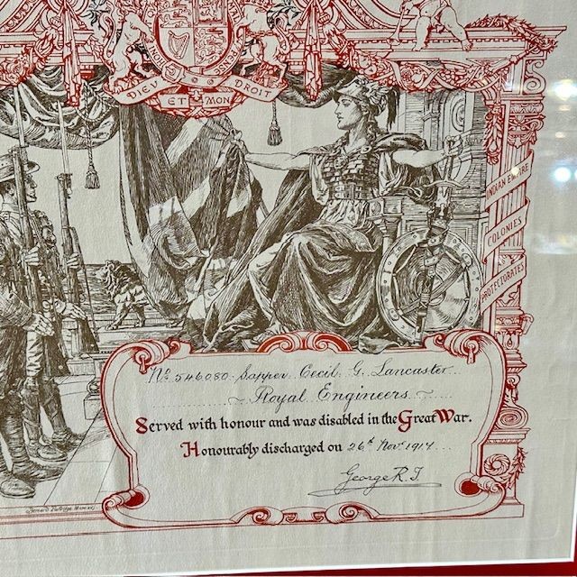 b2ap3_large_WW1-Discahrge-Certificate-2 ***New In***A Rare WW1 Framed British Military Discharge Certificate. - Armoury Antiques | Marlborough Antiques