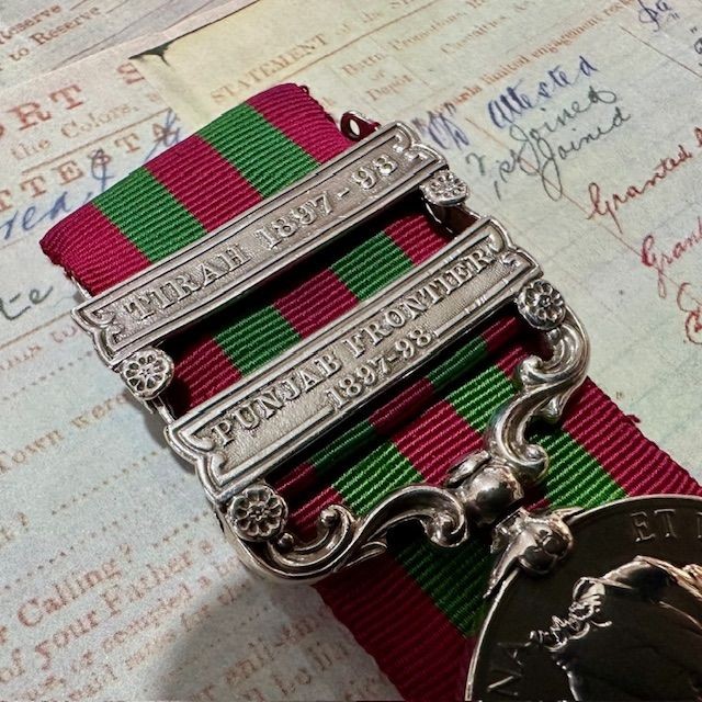 b2ap3_large_IGS-Medal-2 ***New In***Victorian India Medal with Two Bars and Research Package - 3708 PTE. J. GRAY. 1st BTN. GORDON HIGHANDERS. - Armoury Antiques | Marlborough Antiques