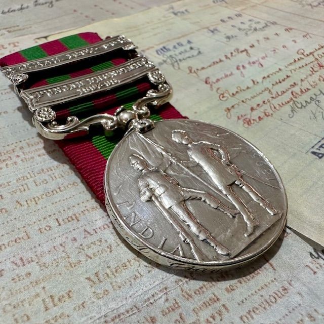 b2ap3_large_IGS-Medal-3 ***New In***Victorian India Medal with Two Bars and Research Package - 3708 PTE. J. GRAY. 1st BTN. GORDON HIGHANDERS. - Armoury Antiques | Marlborough Antiques