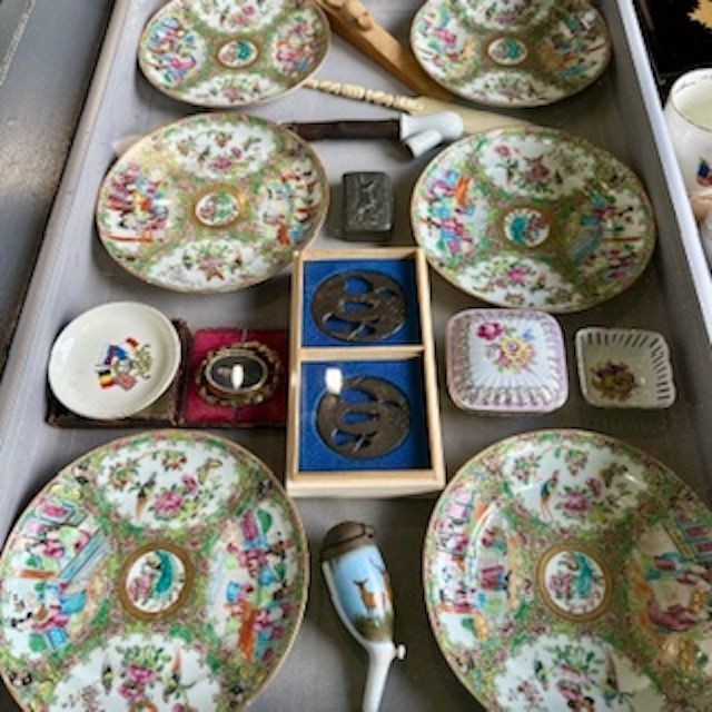 b2ap3_large_c1880-Cantonese-Rose-Famille-Plates-2 ***New In***Set of 6 Antique c1880 Chinese Cantonese Famille Rose Plates. - Armoury Antiques | Marlborough Antiques