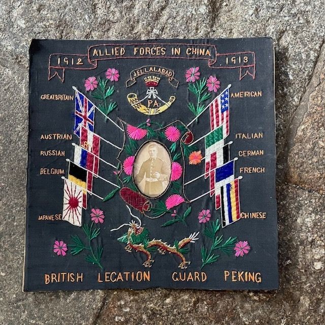 b2ap3_large_Opium-Wars-Embroidery-1- ***New In***Superb Antique (1912-1913) Military Embroidery. British Legation Guard Peking (1912-1913). - Armoury Antiques | Marlborough Antiques