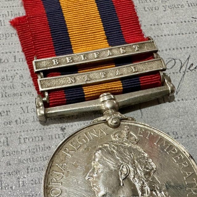 b2ap3_large_Devon-Regiment-Boar-War-Medal-2 ***New In***Boer War QSA Devon Regiment Medal, Victorian Devon Regiment Cap Badge and a Superb Zulu War Period Officer Quality Snider-Enfield (.577/ .450 Rifle). - Armoury Antiques | Marlborough Antiques