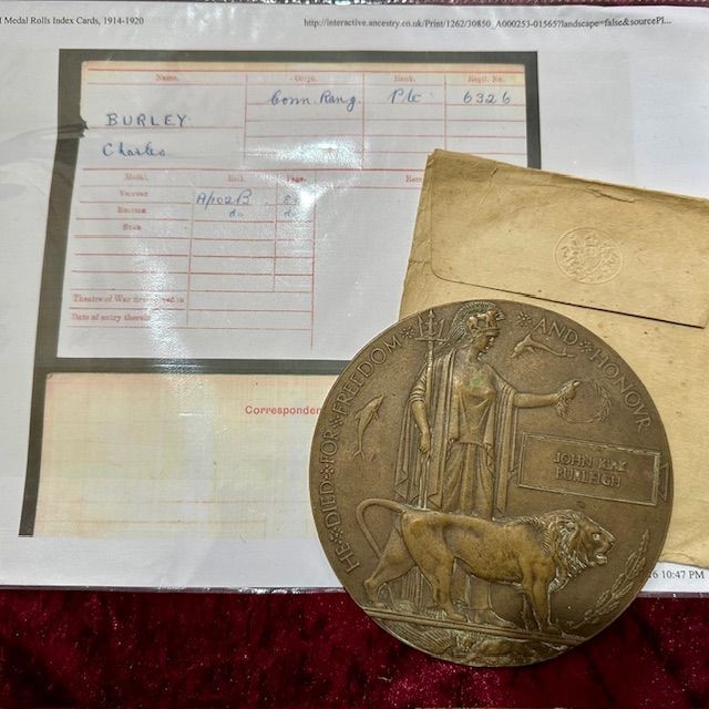 b2ap3_large_WW1-Death-Plaque-2 ***SELLING FAST***A Large Collection of Victorian and WW1 Medals and Militaria. - Armoury Antiques | Marlborough Antiques