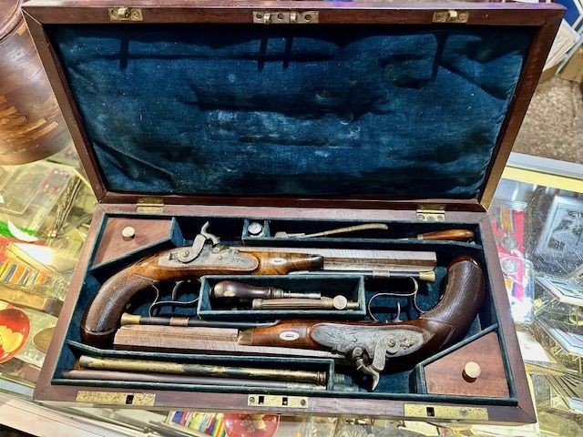 b2ap3_large_Duelling-Pistols-1 ***New In***A Superb Cased Pair of English Duelling Percussion Pistols (c1830-40) Thomas Bond, London. - Armoury Antiques | Marlborough Antiques