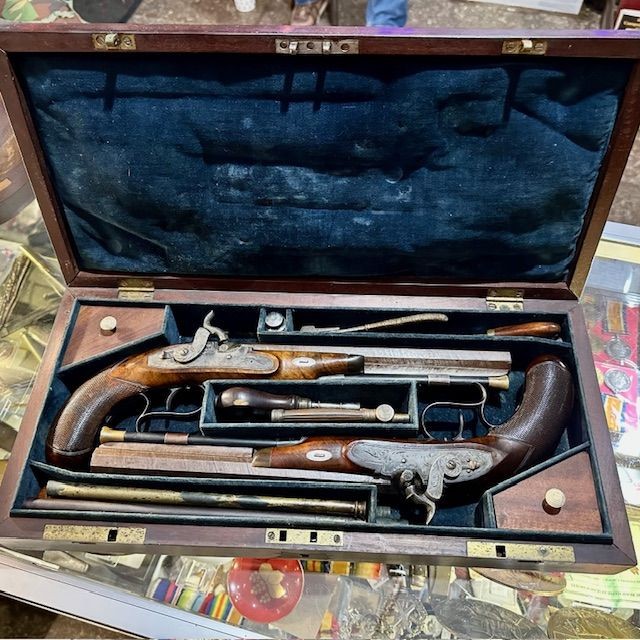 b2ap3_large_Duelling-Pistols-2 ***New In***A Superb Cased Pair of English Duelling Percussion Pistols (c1830-40) Thomas Bond, London. - Armoury Antiques | Marlborough Antiques