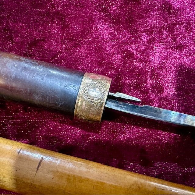 b2ap3_large_Antique-Sword-Stick-3 ***New In***c1800 Antique Sword Stick with Blue and Gilt Georgian Blade. - Armoury Antiques | Marlborough Antiques